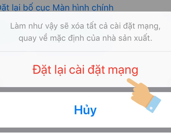 Xác nhận đặt lại cài đặt mạng .