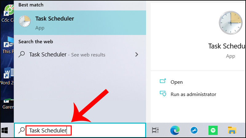 Nhập Task Scheduler tại ô tìm kiếm > Nhấn Enter