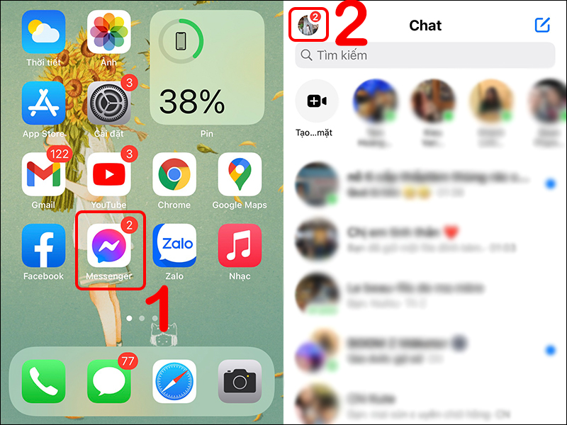 Chọn biểu tượng ảnh đại diện trong ứng dụng Messenger