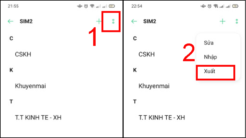 Xuất các liên lạc từ SIM sang điện thoại Android