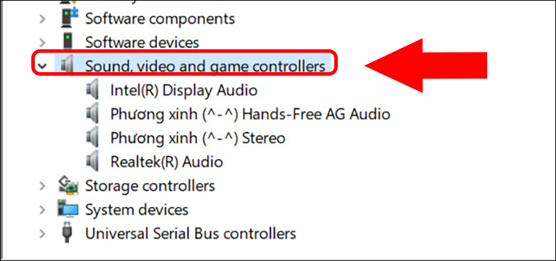 Mở Sound, video and game controllers