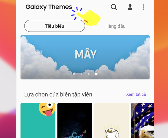 Ở giao diện chính của Samsung theme bạn có thể thay đổi hình nền giao diện chủ đề và icon ứng dụng.