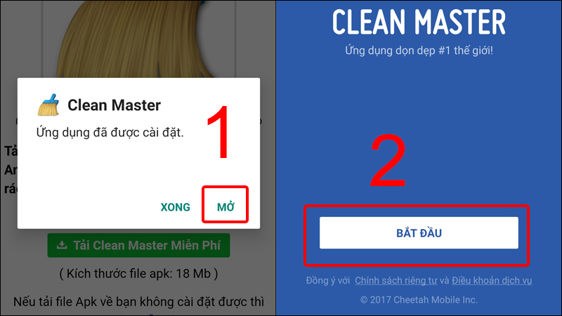 Mở Clean Master