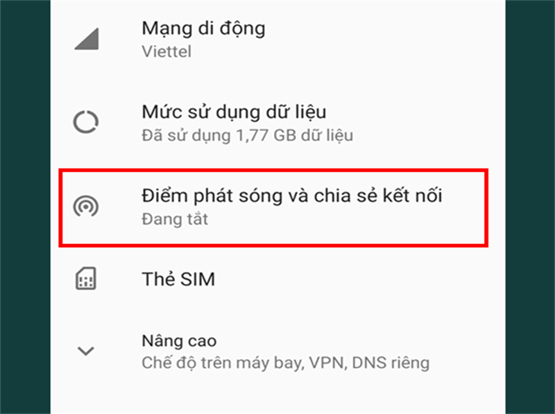Bước 3: Chọn Điểm phát sóng và chia sẻ kết nối.