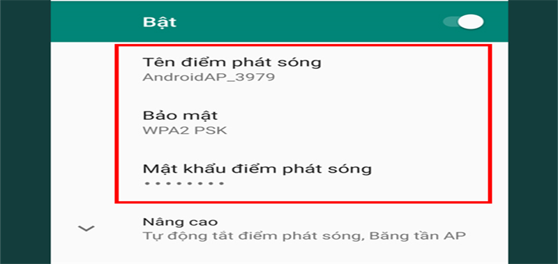 Ngoài ra bạn cũng có thể thiết lập Tên và Mật khẩu điểm phát sóng ngay bên dưới.