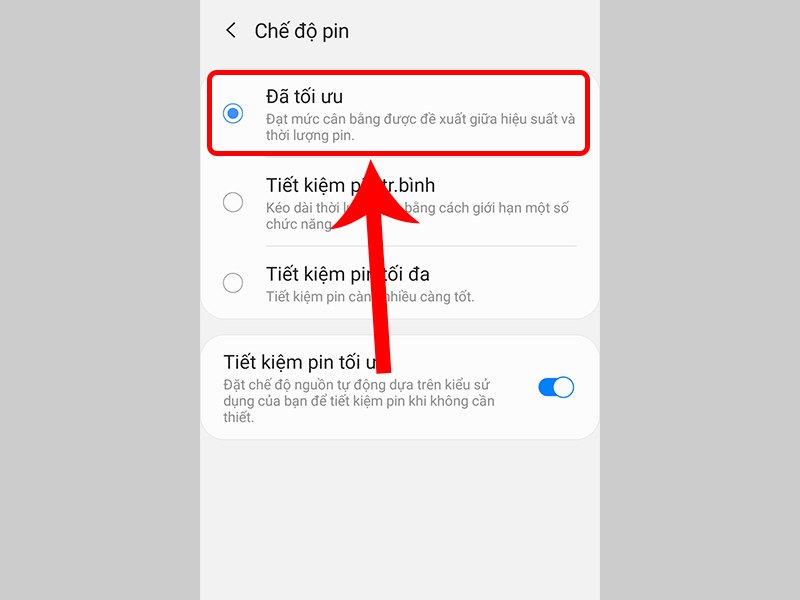 Tắt chế độ tiết kiệm Pin