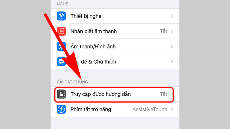 Chọn vào Truy cập được hướng dẫn 