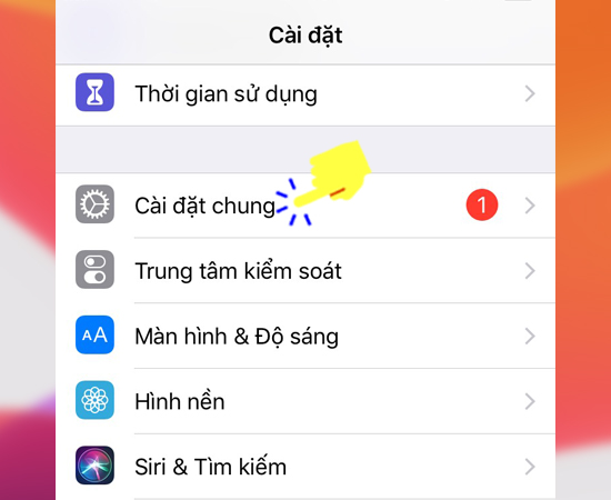 Bước 2: Tiếp theo bạn hãy chọn vào mục Cài đặt chung.