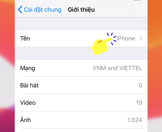Bước 4: Kế tiếp bạn hãy chọn vào mục Tên.