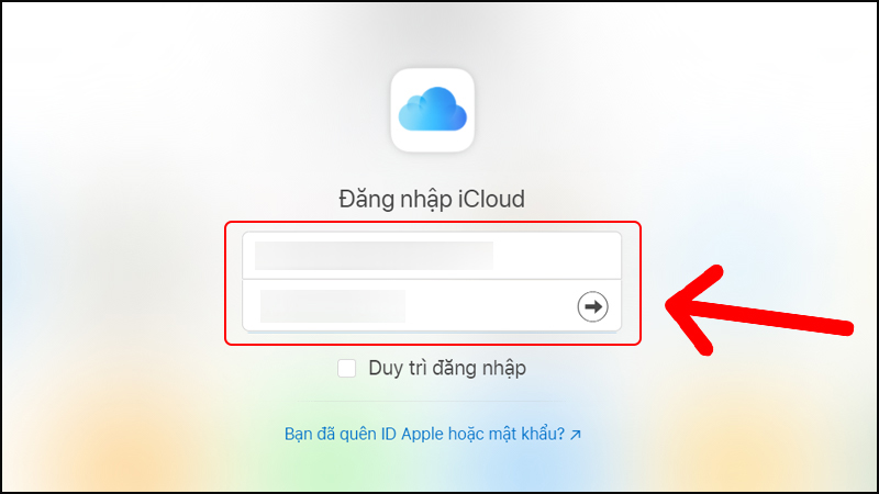 Đăng nhập vào tài khoản iCloud của bạn