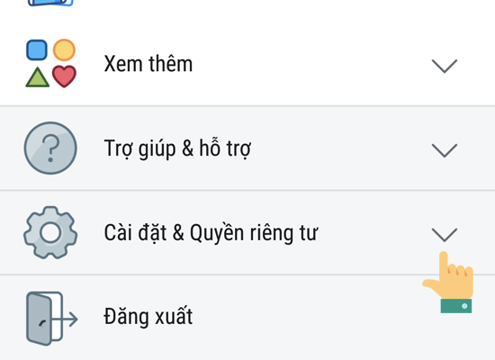 chọn mục cài đặt & quyền riêng tư