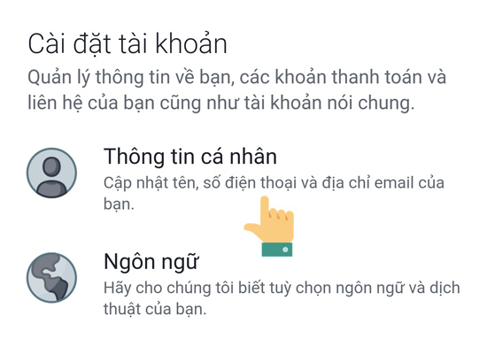 chọn thông tin cá nhân