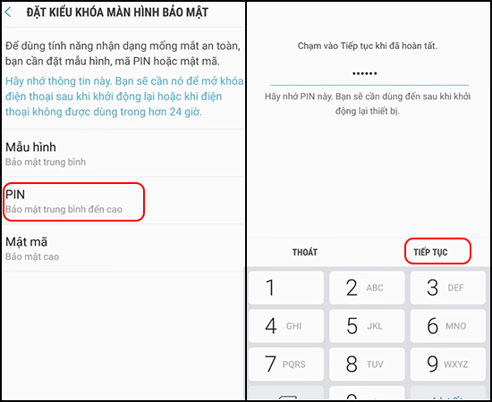 Đặt mã khóa dự phòng