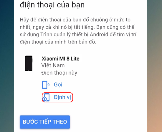 Bước 3: Tại đây bạn chọn Định vị.