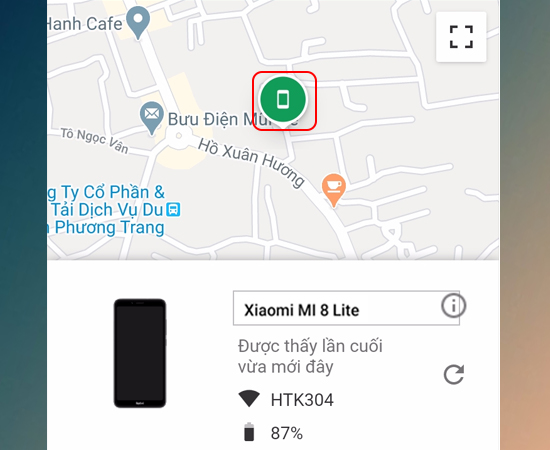 Bước 4: Cuối cùng trên màn hình sẽ hiển thị vị trí thiết bị điện thoại của bạn.