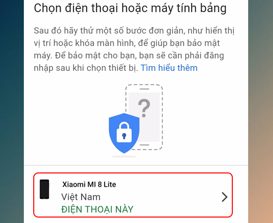 Chọn thiết bị của bạn