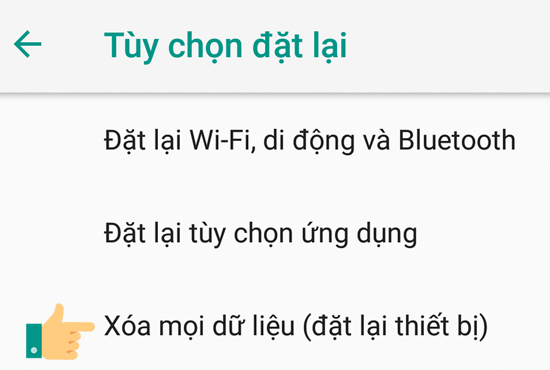 xóa mọi dữ liệu