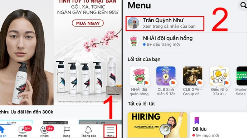 Truy cập trang cá nhân của bạn