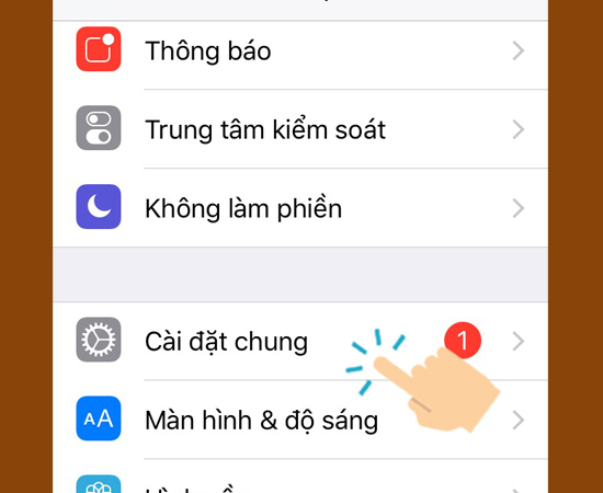 vào Cài đặt chung