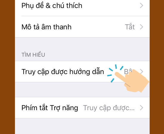 vào Truy cập được hướng dẫn