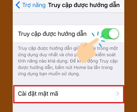 Truy cập được hướng dẫn và Cài đặt mật mã