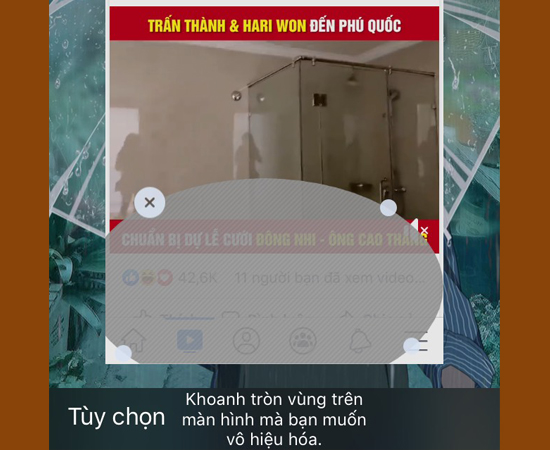 chọn vùng muốn vô hiệu hóa và Tiếp tục