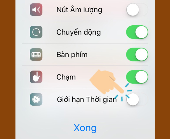 vào Tùy chọn và bật Giới hạn thời gian