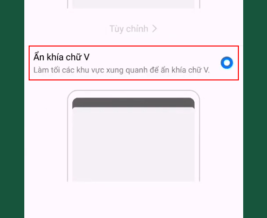 Bước 3: Tại đây, bạn chọn vào mục Ẩn khía chữ V.