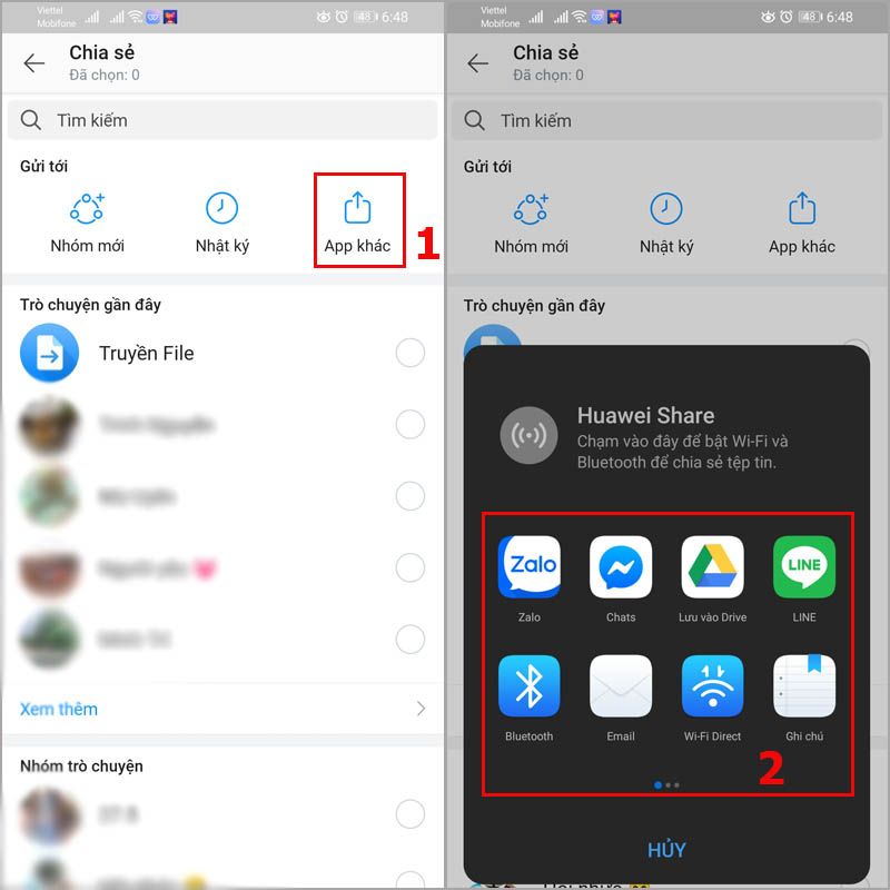 Gửi tin nhắn Zalo qua app khác