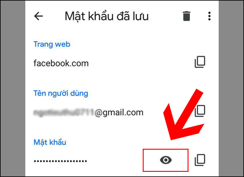 Cách xem mật khẩu đã lưu trên Google Chrome bằng điện thoại Android.