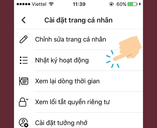 vào Nhật ký hoạt động