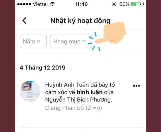vào Hạng mục