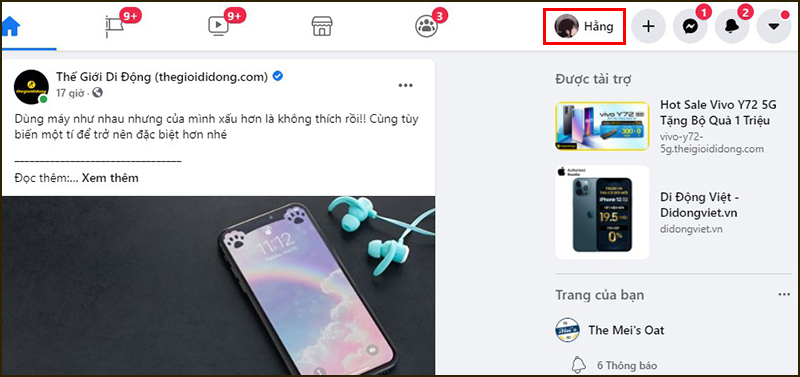 Vào trang cá nhân