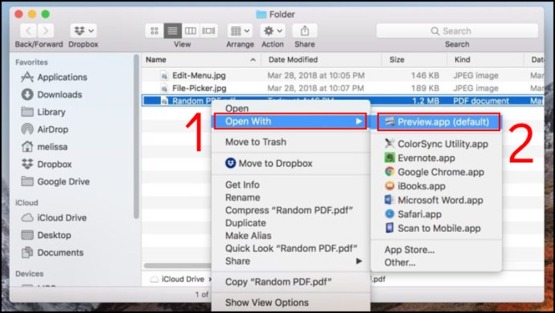 Mở file băng ứng dụng Preview trên macOS