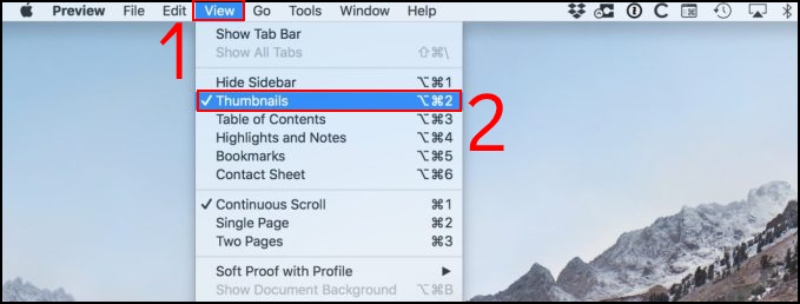Chọn xem file PDF ở chế độ Thumbnails
