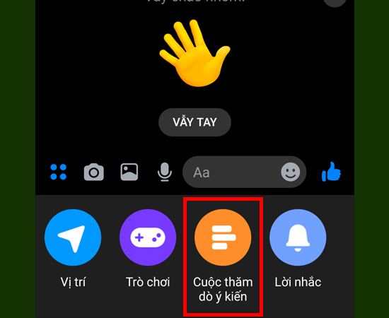Bước 3: Chọn Cuộc thăm dò ý kiến.