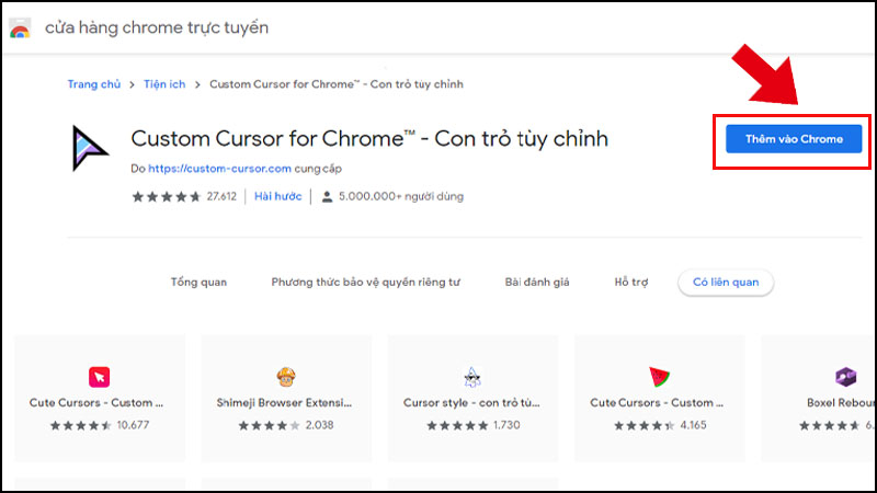Cài đặt tiện ích Custom Cursor for Chrome™