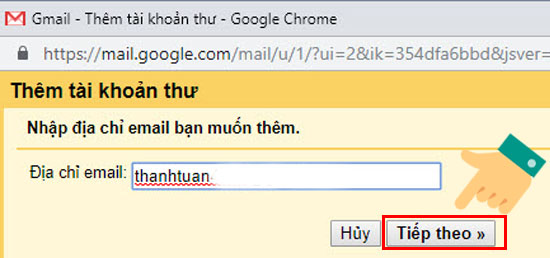 nhập địa chỉ mail cũ