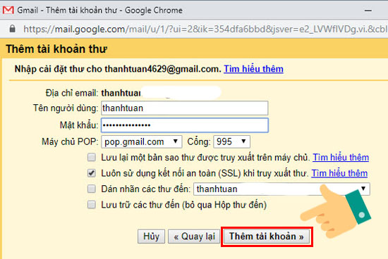 Xác minh tên người dùng của tài khoản Gmail