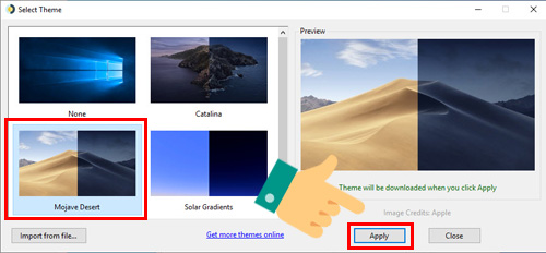 chọn một trong ba mẫu theme có sẵn trong phần mềm