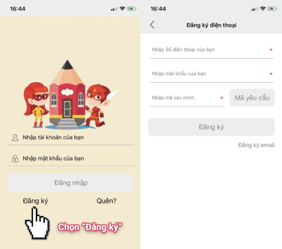Khi mở ứng dụng lên, bạn nhấn