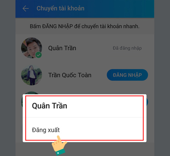 Tài khoản đang trong trạng thái Đã đăng nhập chỉ được phép đăng xuất. Những tài khoản còn lại (không đăng nhập) bạn sẽ được phép gỡ.