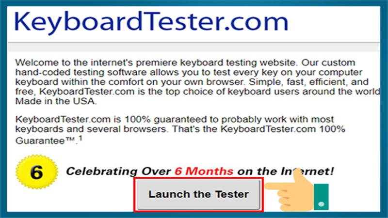 Truy cập trang web keyboardtester.com
