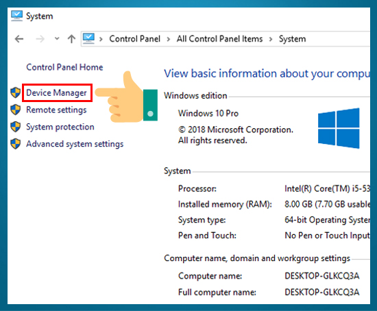 chọn Device Manager