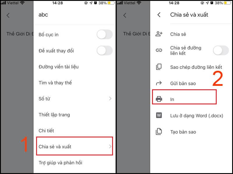 Chọn chia sẻ và xuất trong google driver