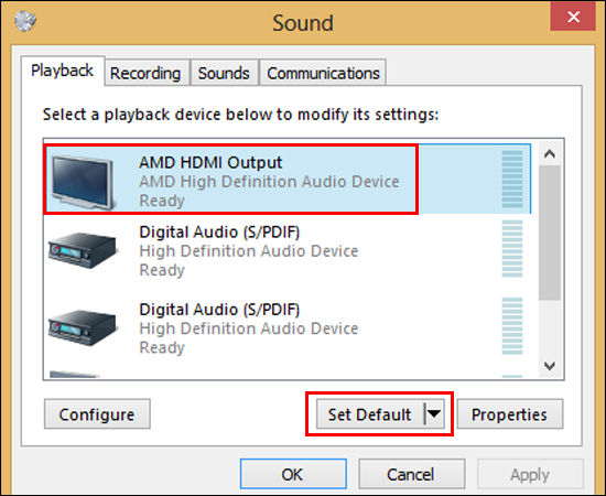 Thiết lập Set Default