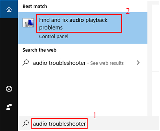 Tìm kiếm audio troubleshooter