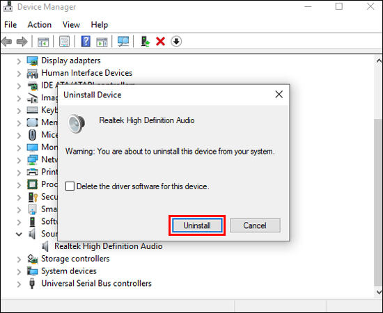 Bạn hãy chọn Uninstall để tiến hành xóa cài đặt âm thanh