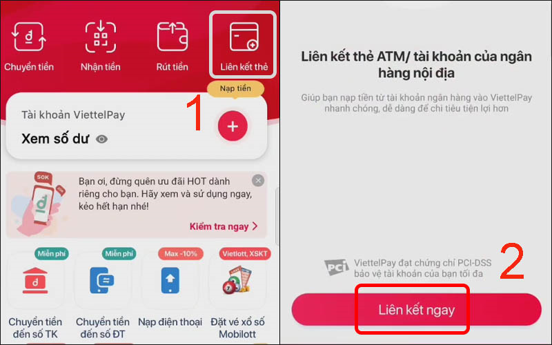  Chọn Liên kết thẻ rồi nhấn Liên kết ngay