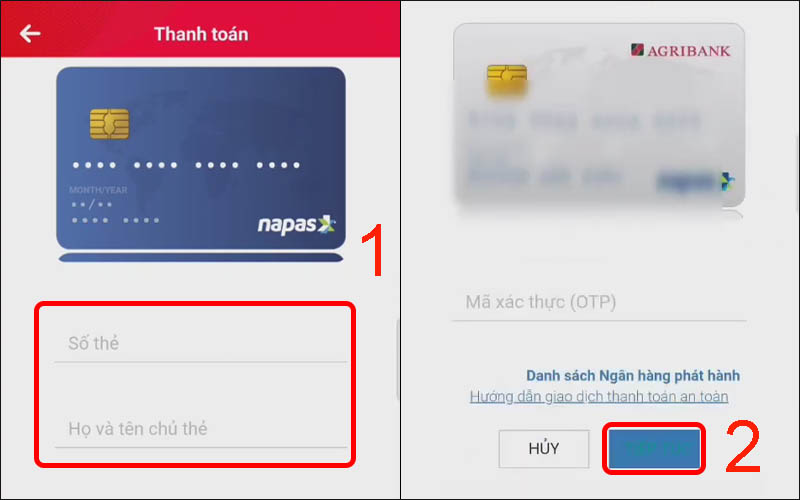 Nhập thông tin thẻ rồi chọn Tiếp tục